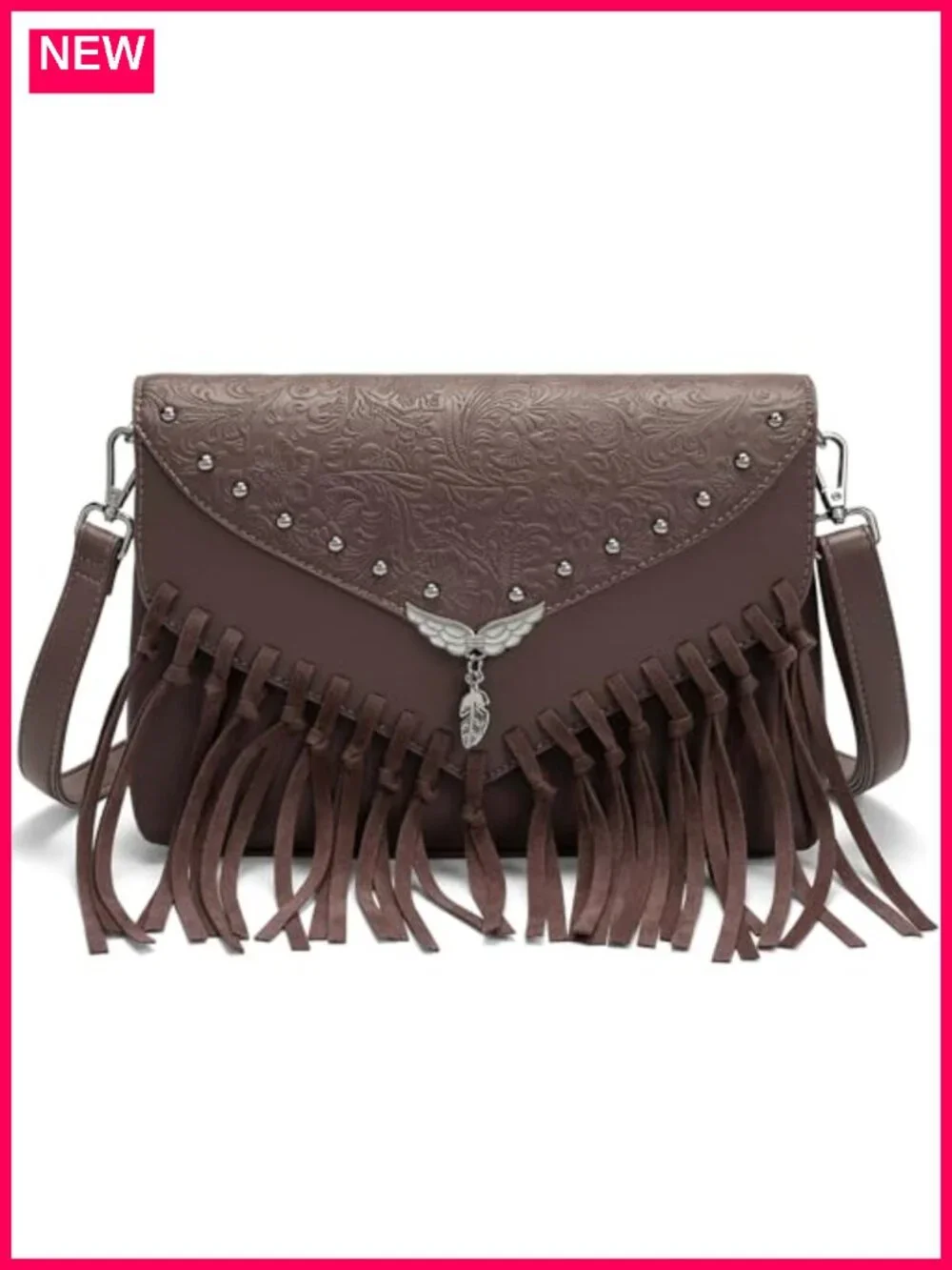 Small Fringe Crossbody Purse with Adjustable Strap PU Leather